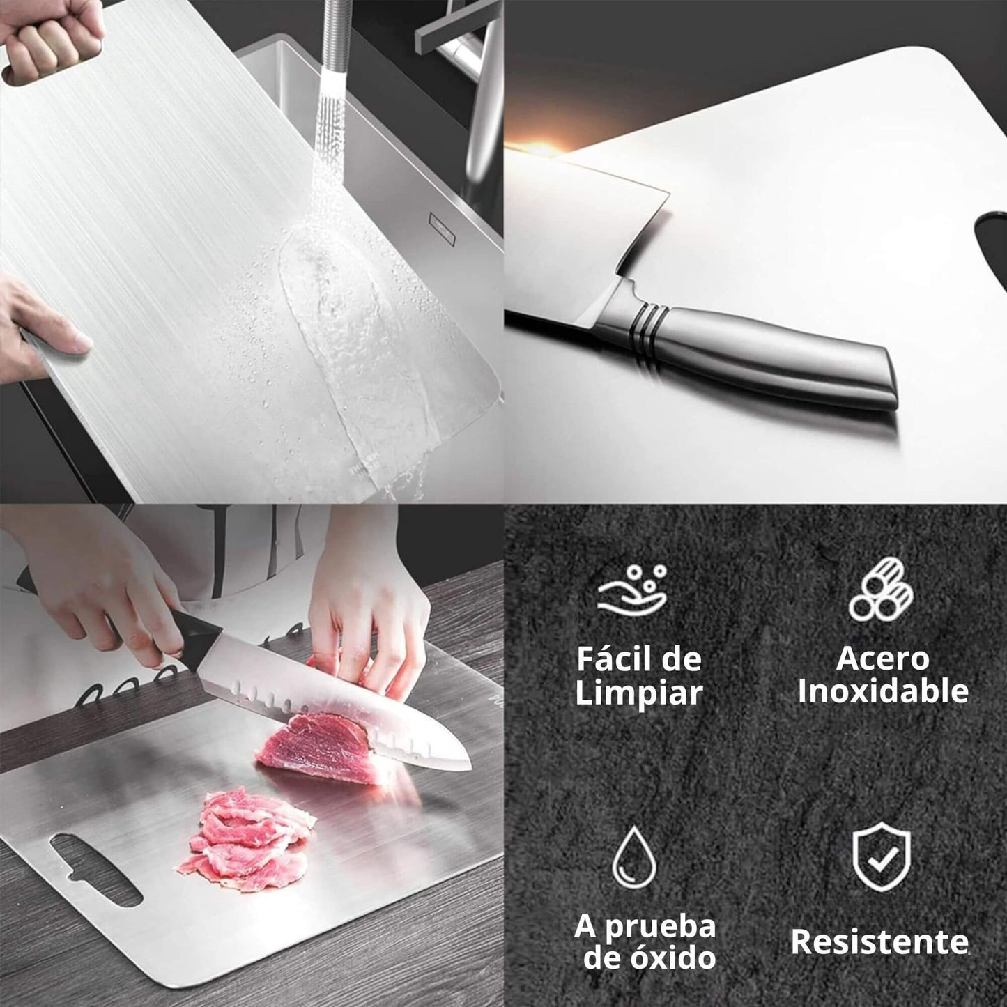 TablaSteelChef® Higiene total en cada corte + Cortador Tipo Espátula GRATIS