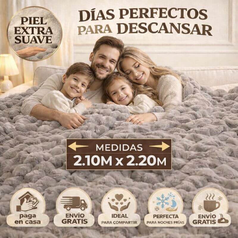 Pack X2 Cobijas Conejo Premium Home Medida 2.10 x 2.20 metros