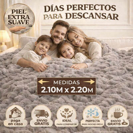 Pack X2 Cobijas Conejo Premium Home Medida 2.10 x 2.20 metros