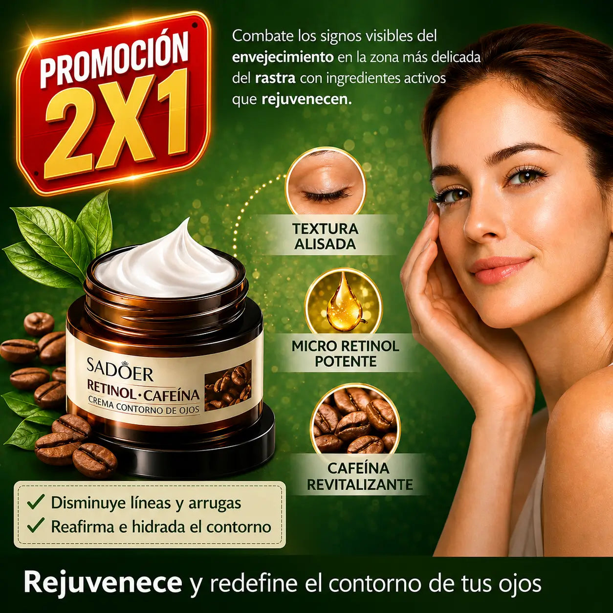 2x1 Contorno de ojos Café y Retinol x 30 g - Mirada radiante👁️✨