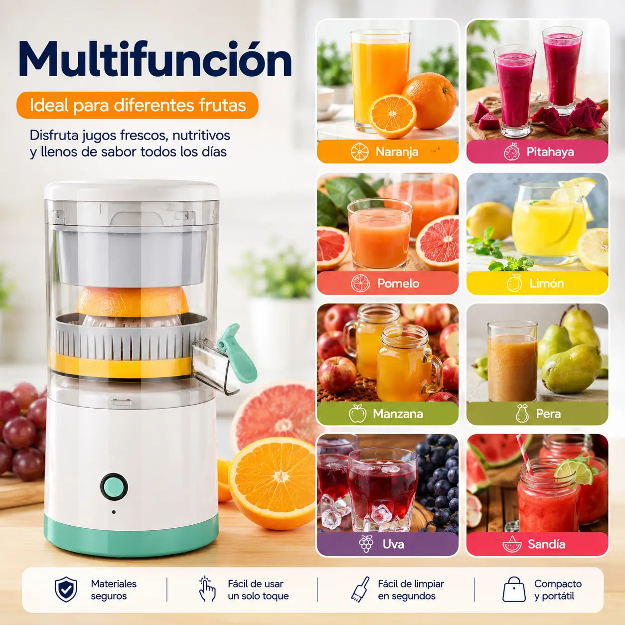 Exprimidor Eléctrico de Frutas Portátil