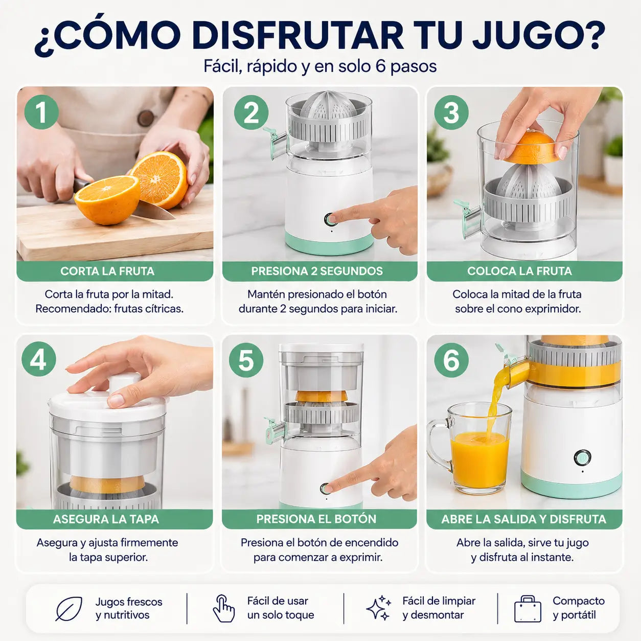 Exprimidor Eléctrico de Frutas Portátil