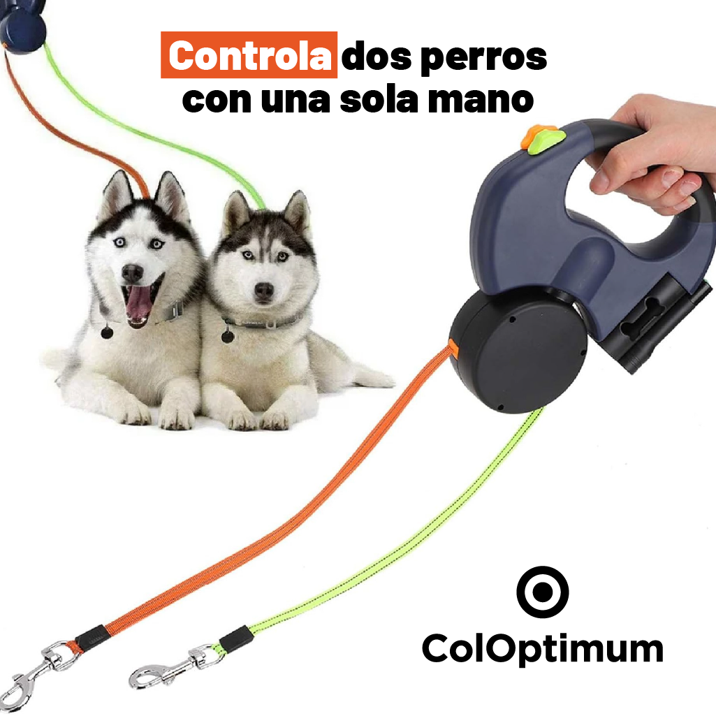 CorreaDuo360°®: Pasea dos perros sin enredos con una sola mano