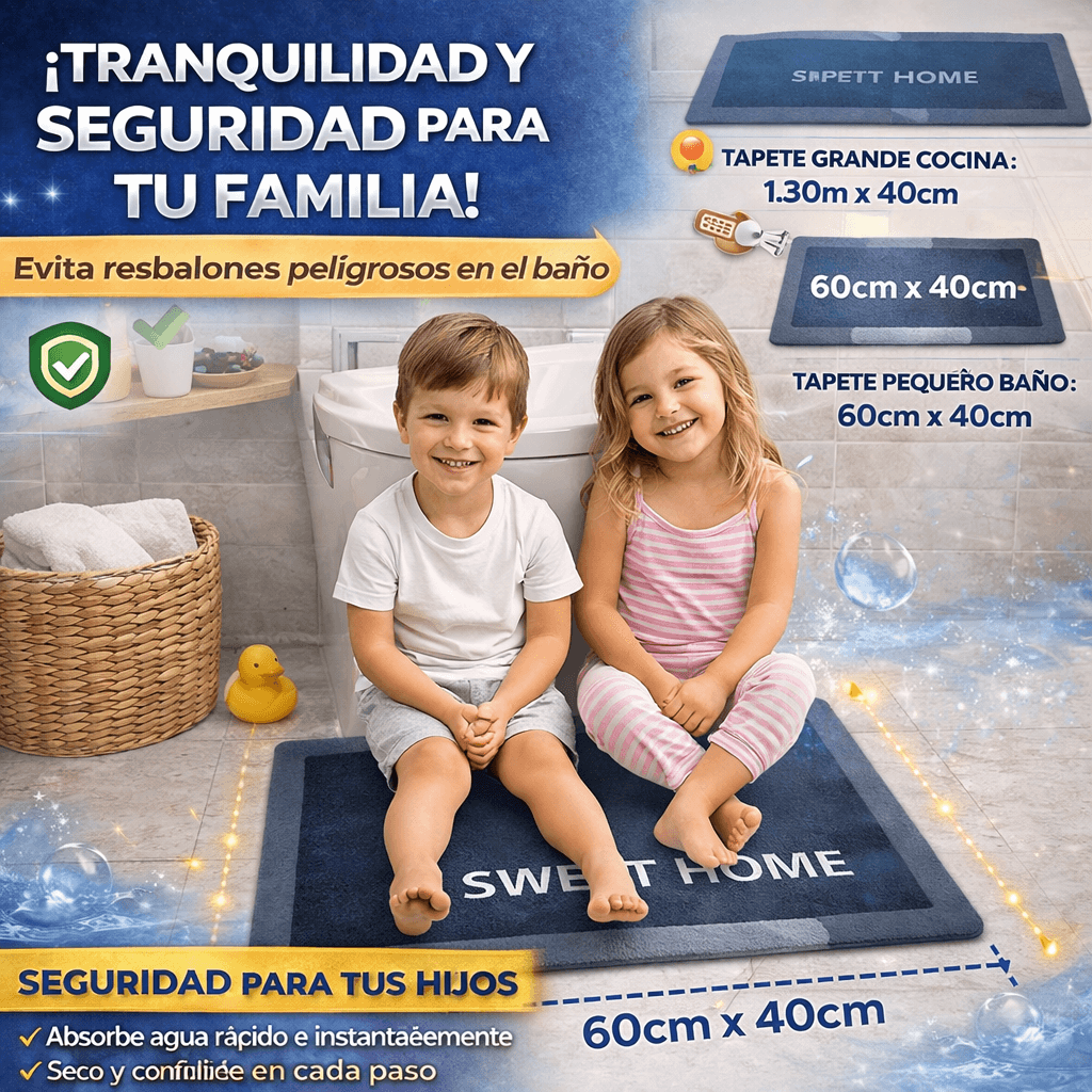 TapeteSeguro®: Protección Antideslizante Evita Resbalones y Absorbe al Instante