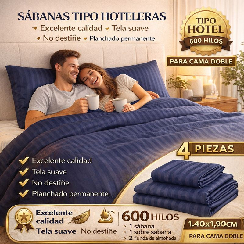 SábanaHotelera®: 600Hilos acanalado premium
