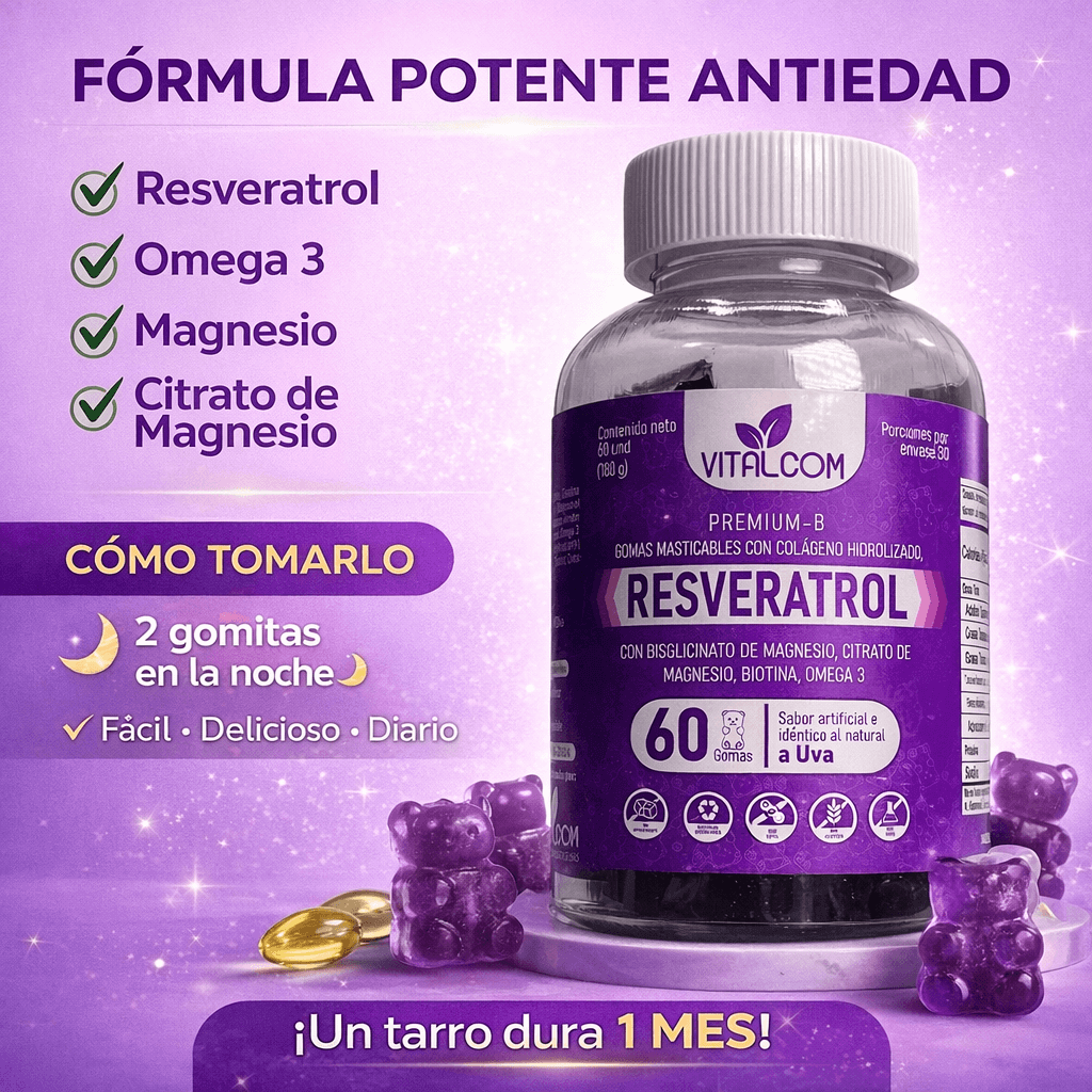 Rutina Antiedad: Gomitas con Resveratrol que ayudan a combatir el envejecimiento desde adentro