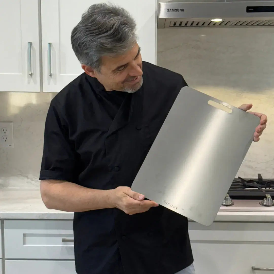 TablaSteelChef® Higiene total en cada corte + Cortador Tipo Espátula GRATIS